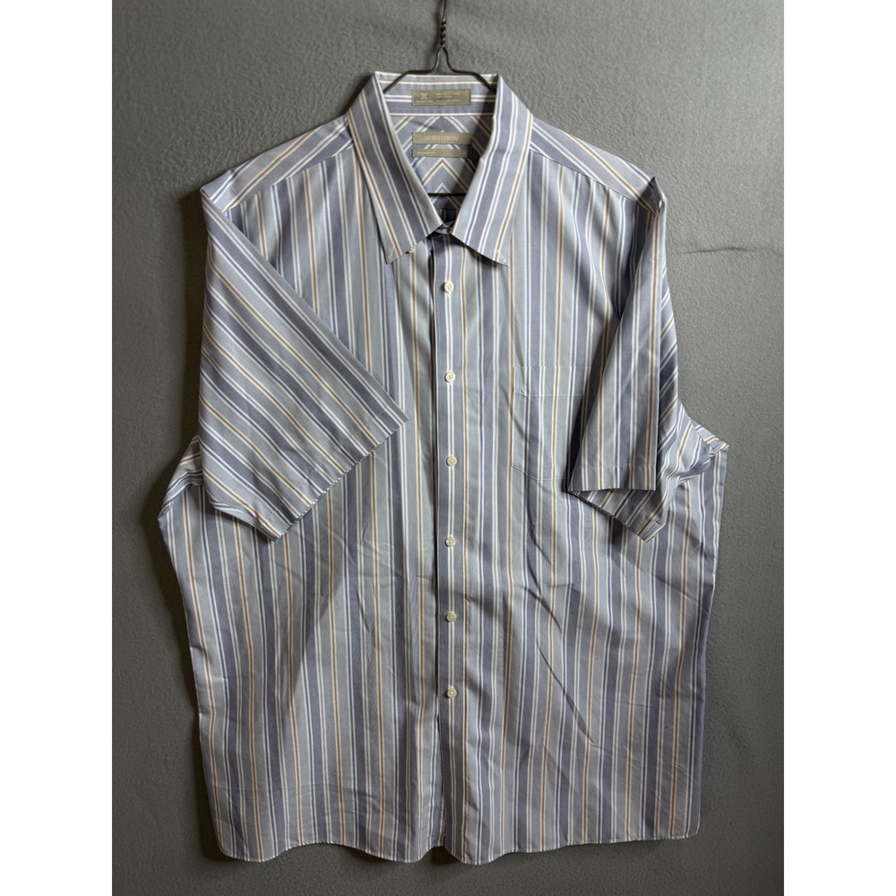 Nordstrom Button Up Men's XXL Short Sleeve Striped Shirt Wrinkle Free Smart care